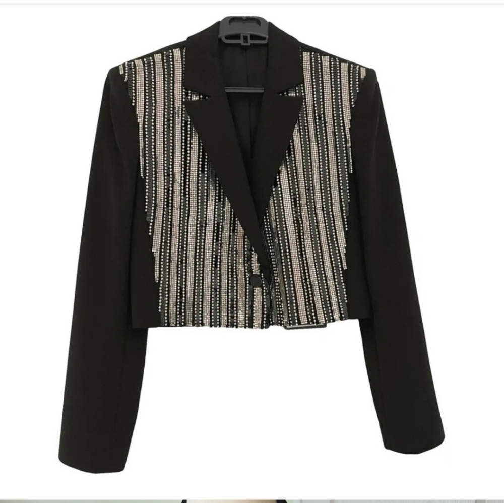 The Kooples Sequin Cropped Blazer